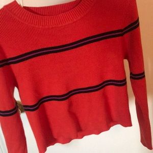 Paper Heart- Orange/red slight cropped long sleeve